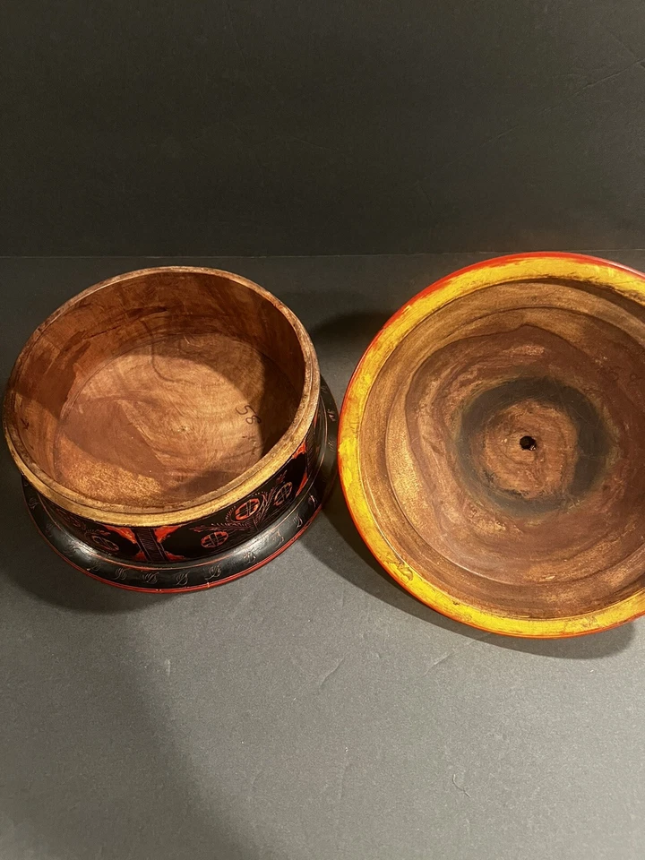 Tazón de especias afgano rojo y negro vintage Foto 3 de 4