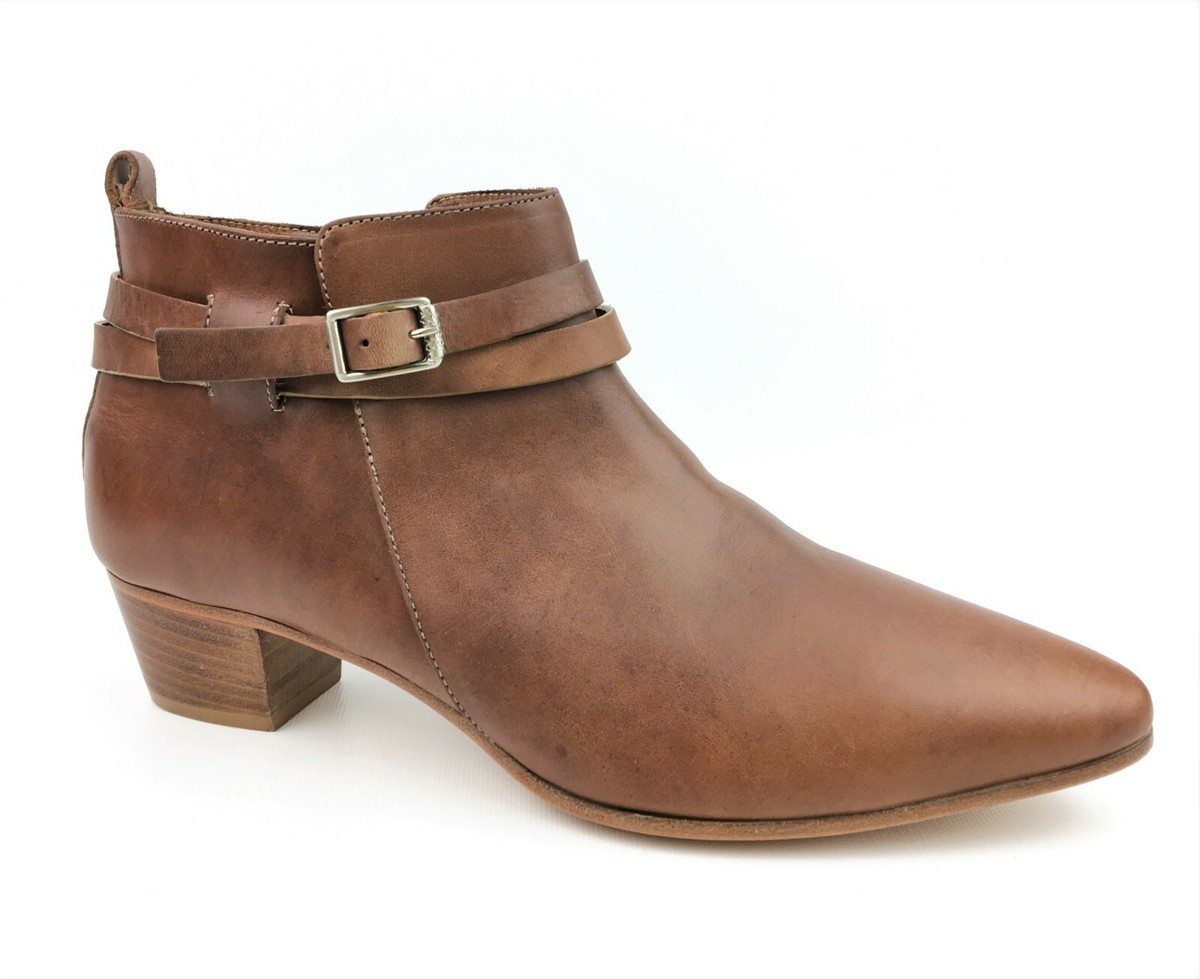 Alberto Fermani Vana Brown Leather Belted Ankle Booties sz:
