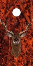 Forest fire deer buck head camouflage hunting cornhole game board decal wraps
