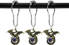 Set of 12 Dragon Shower Curtain Hooks Decorative Home Bathroom Bronze(big) 
