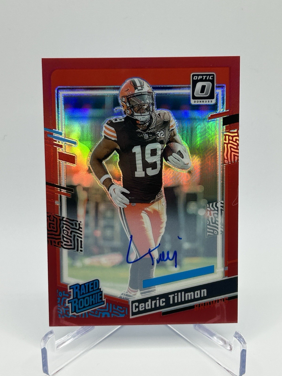 2023 Panini Donruss Optic - Rated Rookie Red Auto - Cedric Tillman #224 (RC) /75