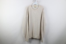 Vtg 90s Eddie Bauer Mens M Blank Cotton Ribbed Knit Sweater Oatmeal Brown USA
