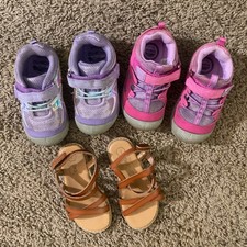 OshKosh B' Gosh Toddler Girls Durable Play Sandal Size 7 Purple Pink Lot Of 3
