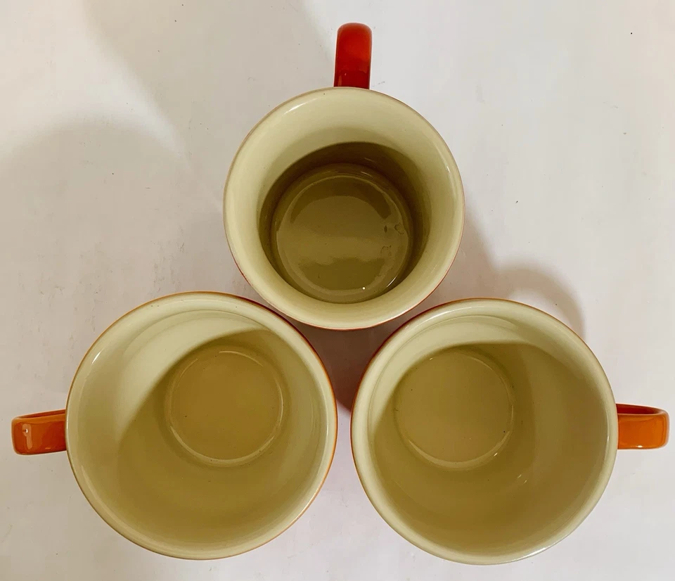 Le Creuset Juego De 3 Tazas Taza Ombre Naranja/Rojo Llama Cappuccino Gigante 400 ml Nuevo Foto 4 de 4