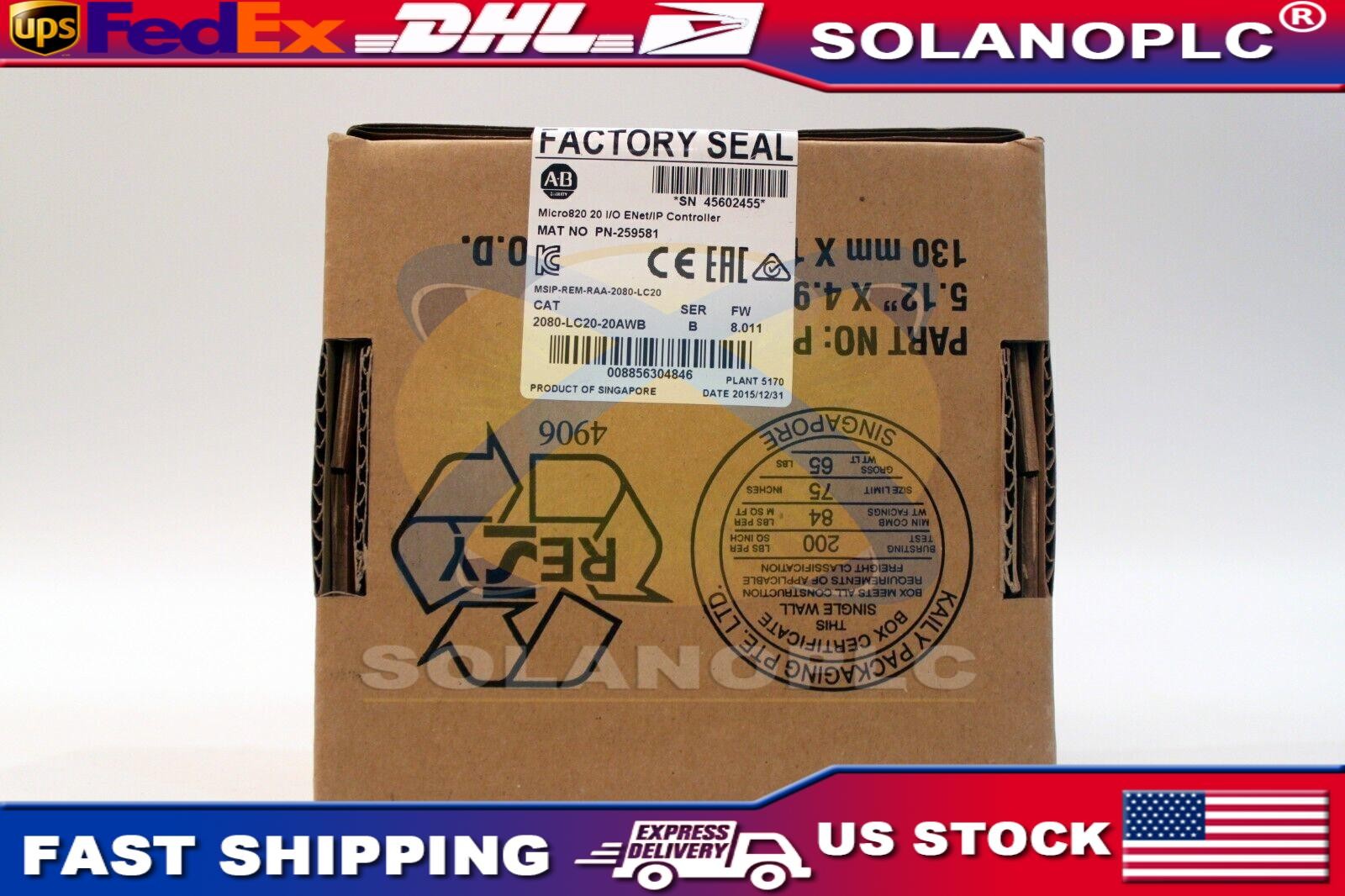 NEW Allen Bradley 2080-LC20-20AWB Micro820 20 I/O ENet/IP Controller UPS Shippin