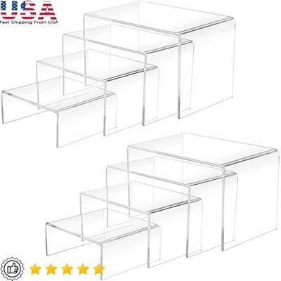 Acrylic Display Risers 8 Pieces Multi-Purpose Clear Stands Easy to Clean Durable