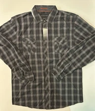 $50 Signature Studio Men's Button Up XL Black Checker Board Long Sleeve Shirt