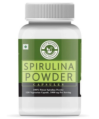 Holy Natural Spirulina Powder Capsules, 120 Capsules