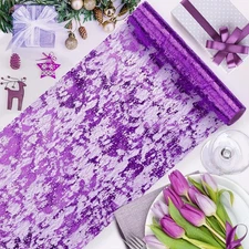 Purple Table Runner 11 Inch x 16 Feet, Metallic Sequin Glitter Purple 16 Feet