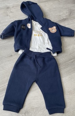 MATALAN BABY JUNGEN ''MAMAS KLEINER MANN'' MARINEBLAU TRAININGSANZUG & OBERTEIL 3-6 MONATE NEU MIT ETIKETT NEU