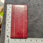 Vintage Burgundy Enamel Cigarette Case Silver Stripe Art Deco Maroon Tobacciana — photo 2