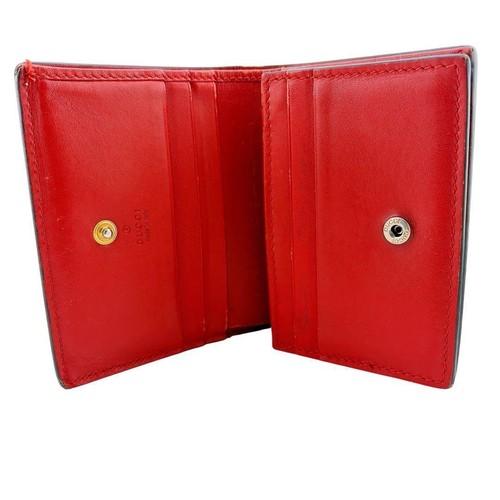 GUCCI GG Supreme Cherry Bi Fold Wallet Beige Red Interlocking GG PVC Auth - Picture 3 of 24