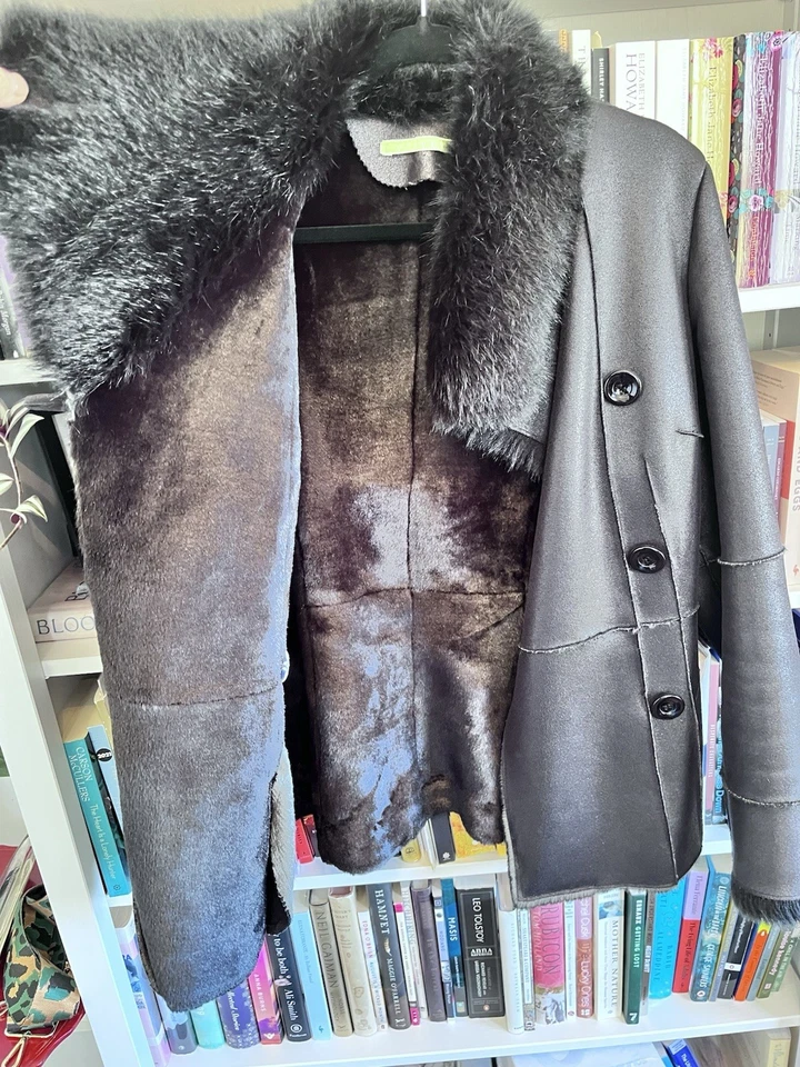 Graham & Spencer 天鹅绒人造毛皮夹克外套黑色女式 M 码 — 第 2/2 张图片