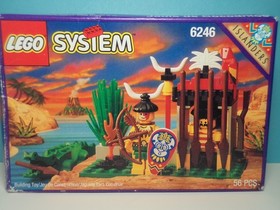 Lego # 6246 : Crocodile Cage d'Islanders.  Plan + Bo&icirc;te