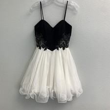 Blondie Nites Dress Women's JRS 3 Black White Embellished Short Prom Homecoming