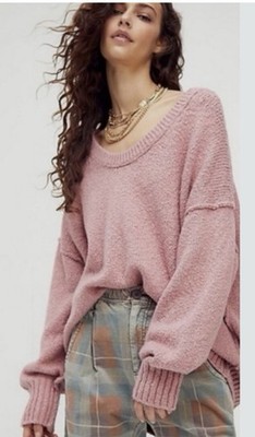 Free People Alpine Rose Brookside Tunic Sweater Sz Small Chunky Oversized