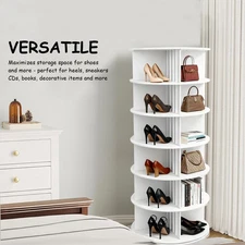 6 Tier Rotating Shoe Rack Tower Vertical Handbag White Rotating Shoe Rack Tower