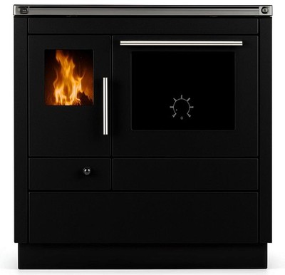 Ember Küchenherd A1-80 Schwarz 5,2 kW Küchenhexe Holzherd Holzherd Küchenofen