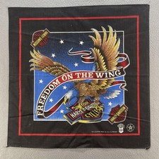 Vintage Harley-Davidson Bandana Freedom On The Wing Eagle Black Red USA Made 80s