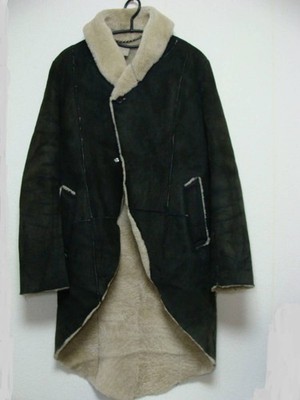 Used JULIUS Leather Fur Riders Coat Jacket Outer Mens Size 1 Black Color