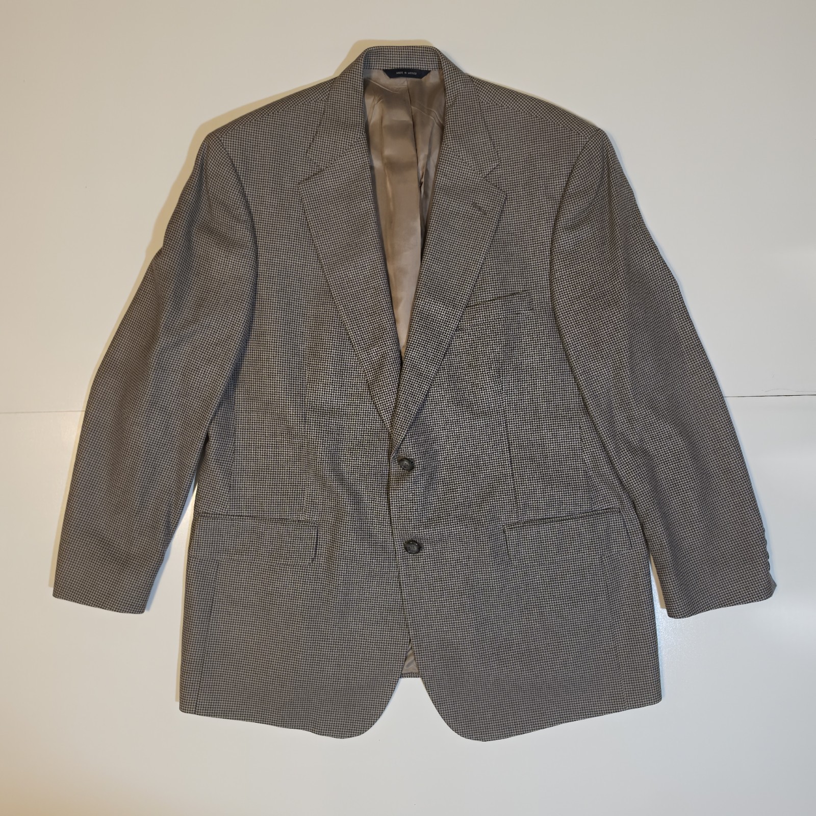 Men's Brooks Brothers 44R Brown Houndstooth Silk Wool Sport Coat