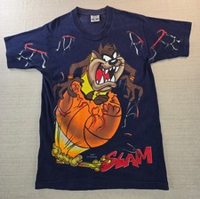 Vintage 1997 Looney Tunes Taz  Slam Dunk  Basketball T-Shirt by Freeze, Made USA
