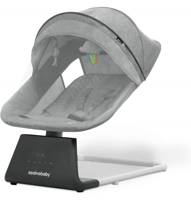 Asalvo Baby Bouncer Bali - Sdraietta Neonato Elettrica Max 9 Kg Grigio