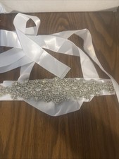 Faux Diamonds Make Up This 11  By 3  Satin Ribbon Bridal Sash