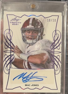 2021 Leaf Trinity - 10/10 Purple Auto Mac Jones #TPA-MJ1