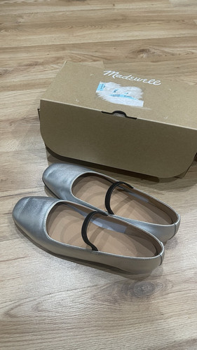 Madewell Womens $98 The Greta Ballet Flat Silver Size 7 NN045