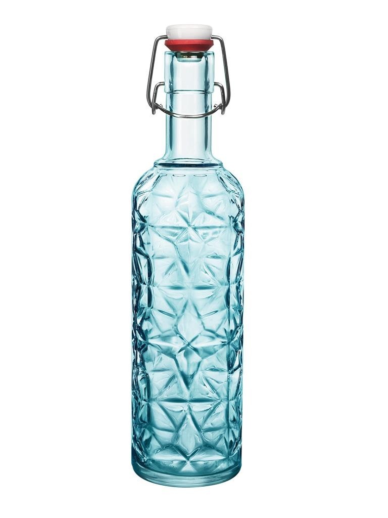 Blue Glass Water Bottle Oriente 110 Cl With Cap - Bormioli Rocco