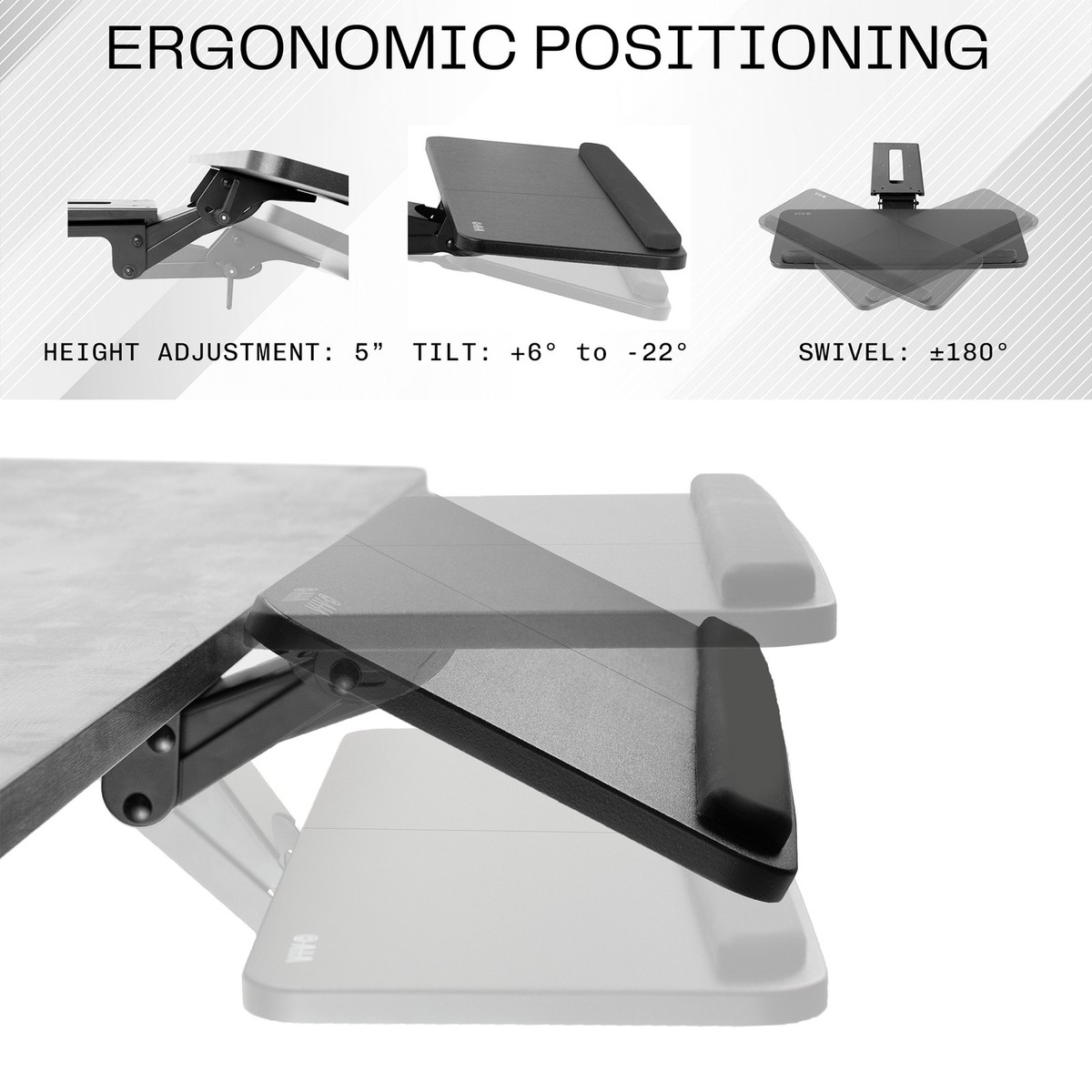 VIVO Verstelbare Band Voor Onder Het Bureau Voor Pc En Stalen Beugelhouder Computerbehuizingdrager Zwart Mount Pc02s~p72768447