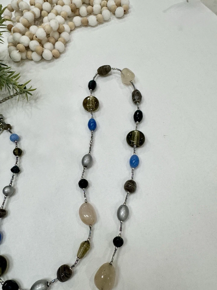 Conjunto de collar pulsera y pendientes Premier Designs junto al lago cuarzo genuino azul Foto 3 de 4