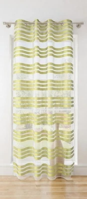 Ösen Schal transparent Organza Gardine Querstreifen, 243 x140 (HxB), Grün - Bild 1 von 3
