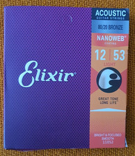 CORDE PER CHITARRA ACUSTICA ELIXIR 11052 CUSTOM LIGHT NANOWEB BRONZE 12/53