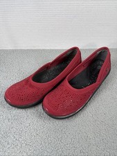Bzees Shoes Fusion Womens Sz 8 Slip On Stretch Red Sparkles Flats Bling Comfort