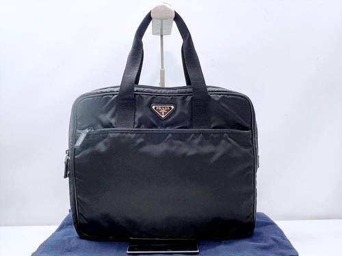Prada Triangle Logo Tessuto Nylon Handbag Black Authentic Excellent Condition