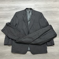 Jos A Bank Mens 44R / 38x30 Suit Gray Pinstripe Wool 2 Button