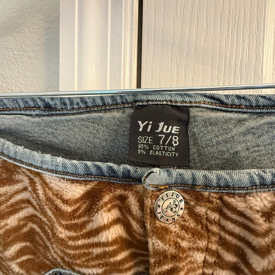 Vintage Dead stock asymmetrical Denim Zebra Print Brand- Yi Jue Y2K 90s - Image 4 of 4