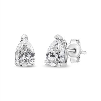 14K Weißgold 1/2 Kt Birne Solitär Laborgefertigte Diamant Ohrringe