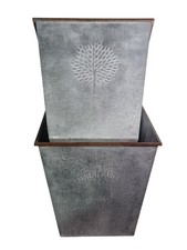 Large 55cm Zinc Square Planter Heritage Garden Flowers Trees Plants Pot