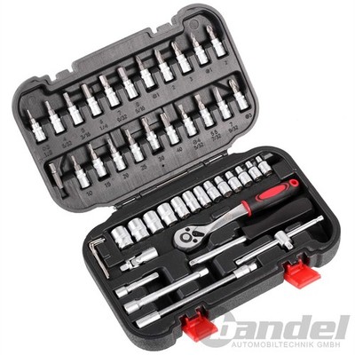 STECKSCHLÜSSEL-SET ¼'' KNARRENKASTEN Nüsse Bits Ratsche 46 Tlg