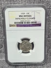 1939-D Mercury Dime NGC UNC Details Improperly Cleaned