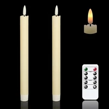 GenSwin LED Taper Candles Flickering with Remote Timer, Battery Operated Taper F