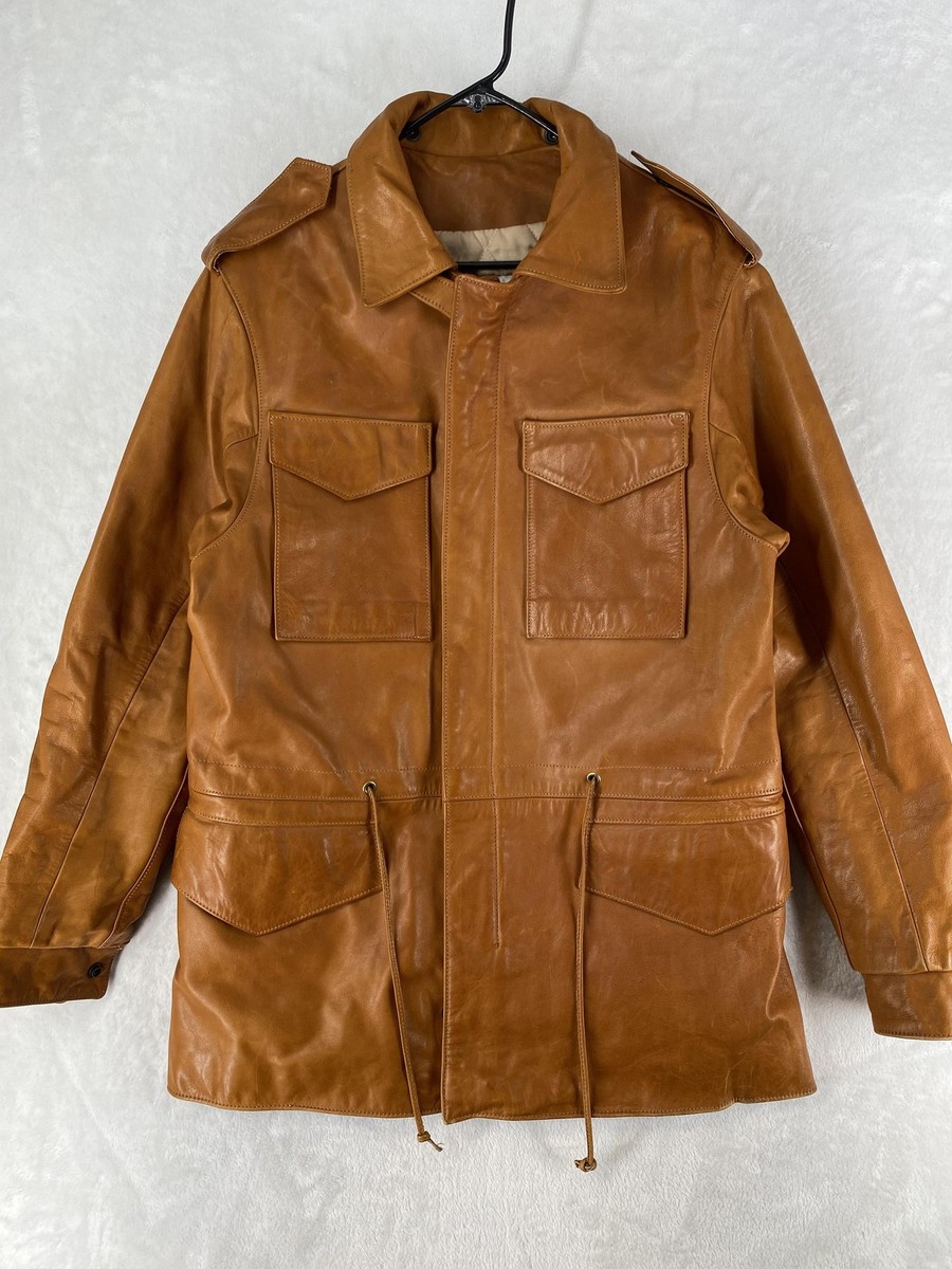 Vintage Overland Sheepskin Co Leather Jacket Mens 40 Brown