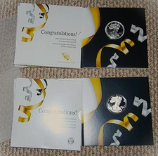 2017   & 2022 PROOF SILVER EAGLE CONGRATULATIONS SET IN ORIGINAL MINT PACKAGING