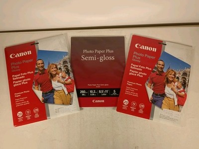 2 - CANON Photo Paper Plus Glossy 8.5x11; 1 - Canon Photo Paper Plus Semi-Gloss