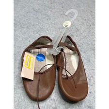 Freestyle by Danskin Kids Brown Leather Ballet Slippers Dance Shoes Size 12 NEW