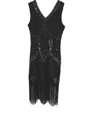 Womens Flapper Dress Emerald/Black 1920s Gatsby Great Roaring 20s