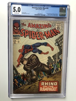 AMAZING SPIDER-MAN 43 (1966) CGC 5.0 - Marvel Romita MCU Rhino
